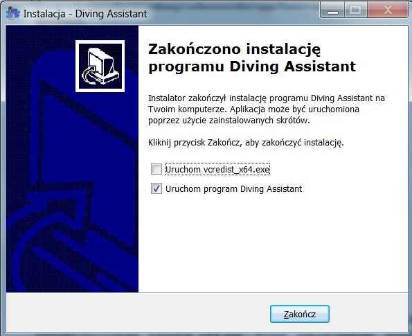 Instalacja nurkowa - zakończenie